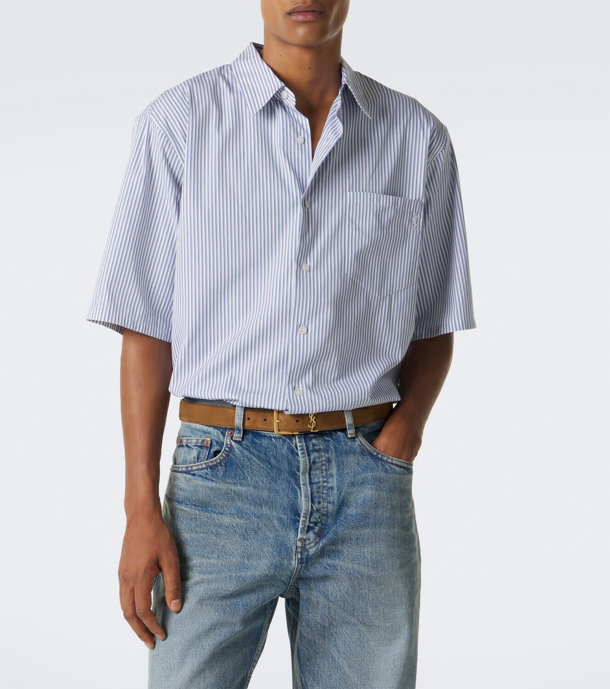 Saint Laurent Cassandre striped cotton shirt