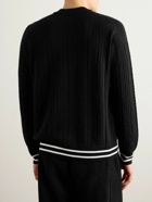 Balmain - Striped Monogrammed Merino Wool Sweater - Black