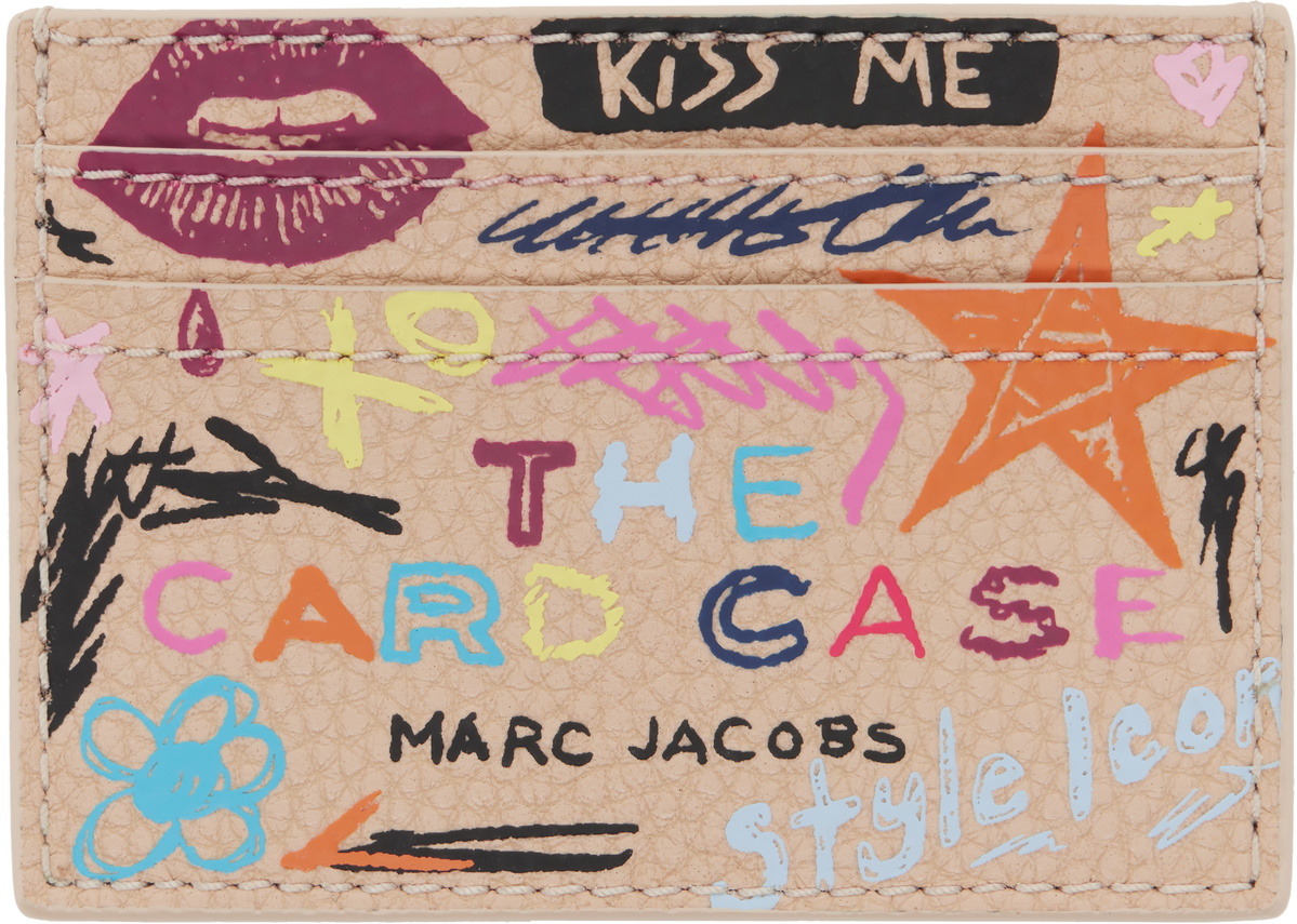 Marc Jacobs Beige 'The Punk Scribble' Card Holder