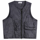 Stone Island Men's Faded Camo Ripstop-TC Utility Vest in Blue Grey