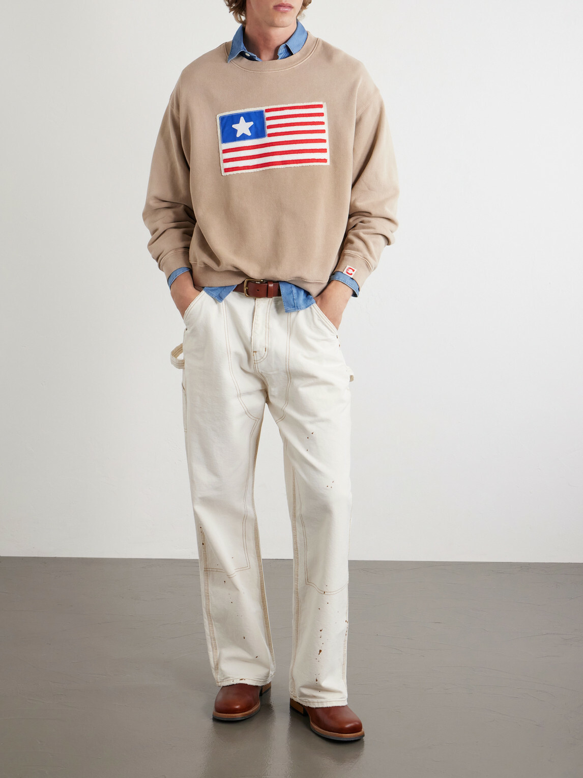 Cherry Los Angeles - Embroidered Cotton-Jersey Sweater - Brown