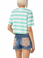 MC2 Saint Barth Woman Acquamarine And White Striped Crop T-shirt