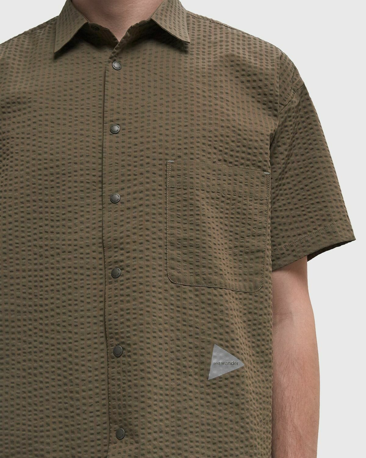 And Wander DRY SOFT SEESUCKER SS SHIRT Beige Mens Shortsleefe
