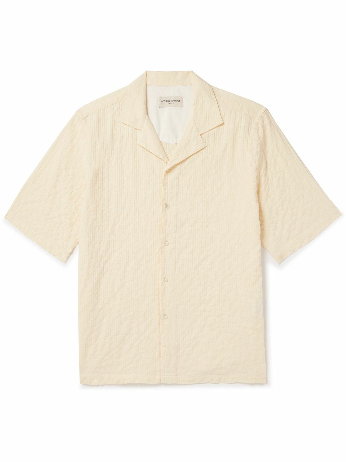 Officine Générale - Eren Camp-Collar Cotton-Blend Seersucker Shirt ...