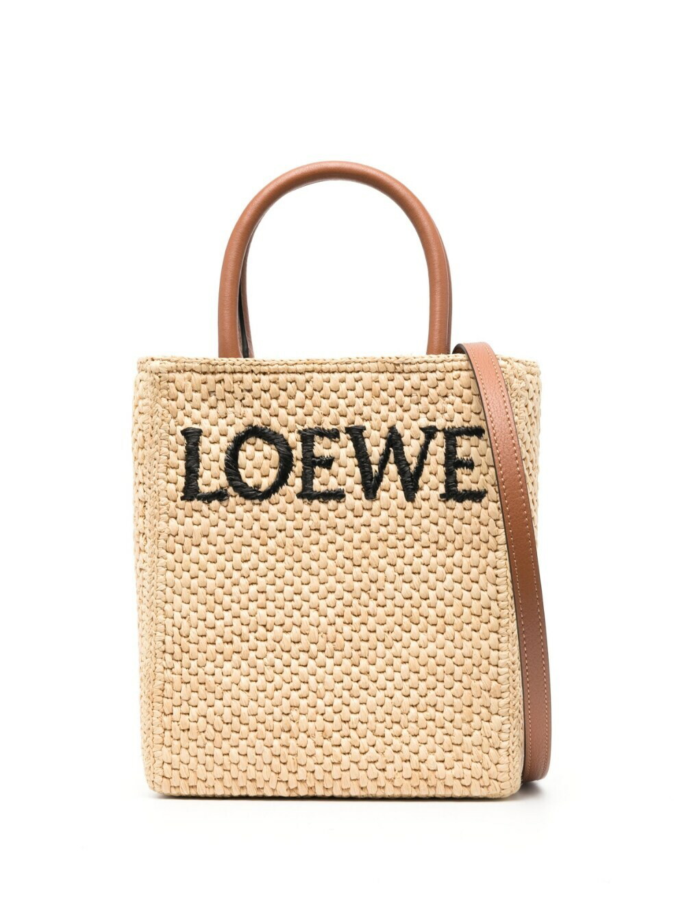Loewe Logo-embroidered Raffia Cross-body Bag - Beige