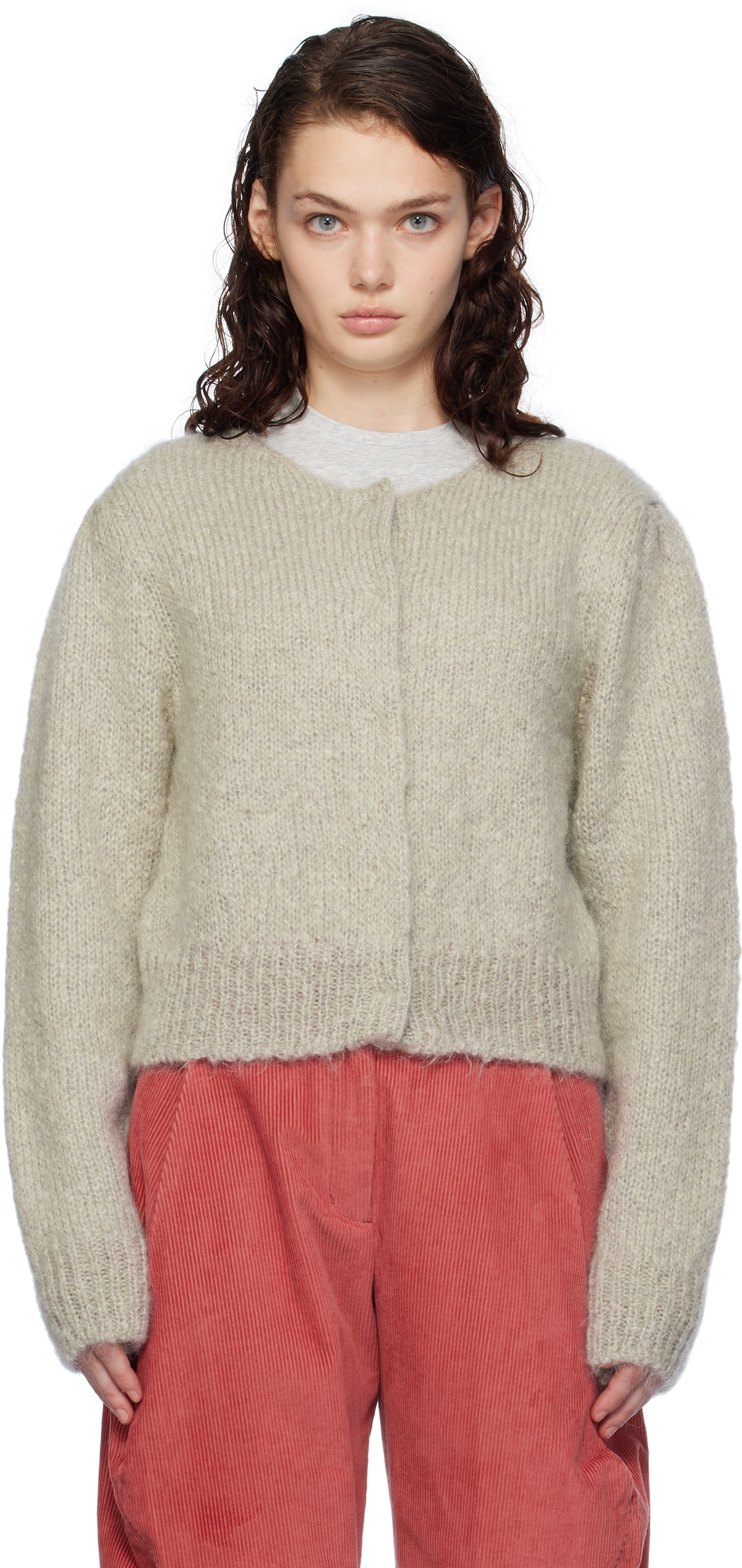 AMOMENTO: Gray New Grandma Cardigan | SSENSE