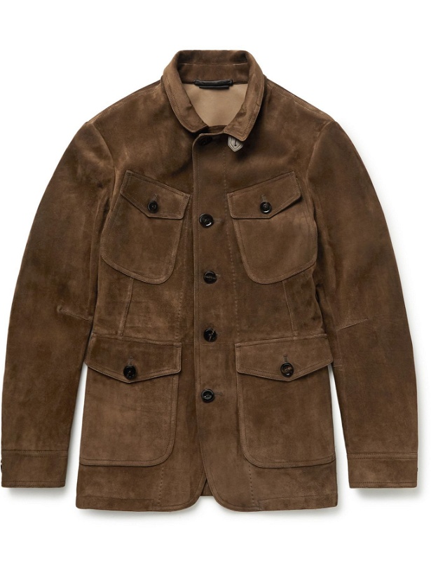Photo: TOM FORD - Slim-Fit Leather-Trimmed Suede Jacket - Brown
