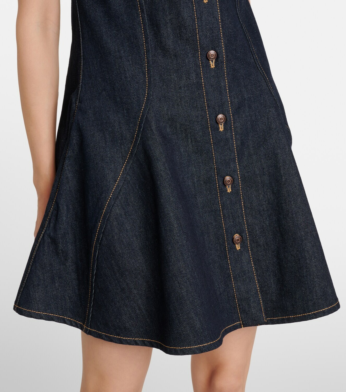 McQueen Puff-sleeve denim minidress