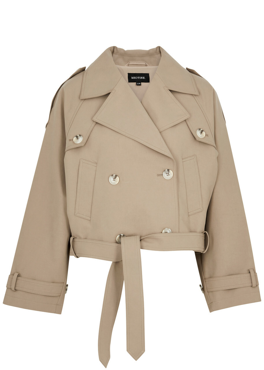 Meotine Bobby Cropped Cotton Trench Jacket Beige