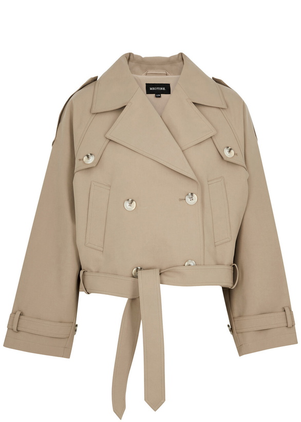 Photo: Meotine Bobby Cropped Cotton Trench Jacket Beige