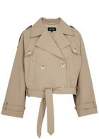 Meotine Bobby Cropped Cotton Trench Jacket Beige