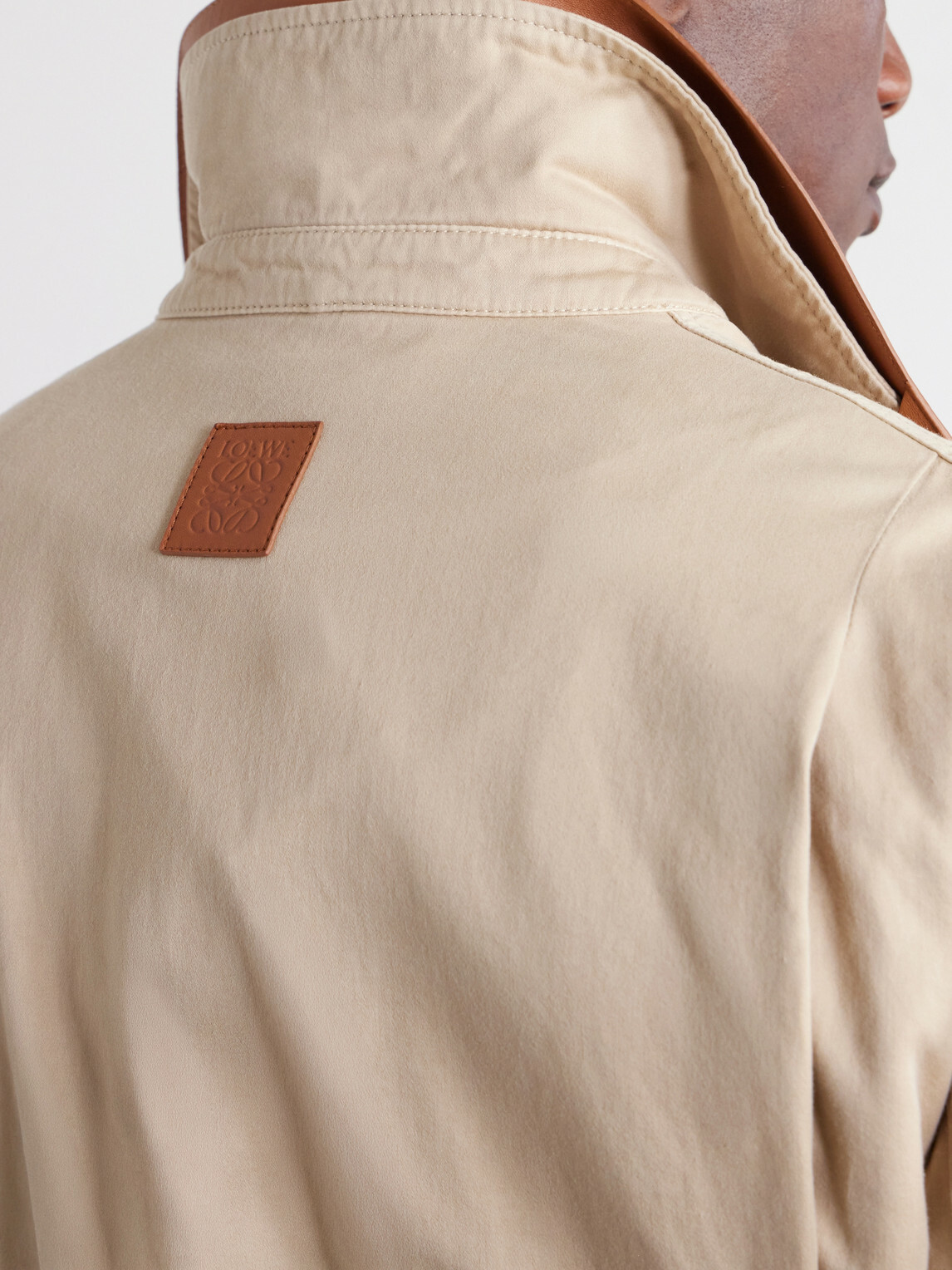 LOEWE - Paula's Ibiza Leather-Trimmed Cotton-Twill Blouson Jacket - Neutrals