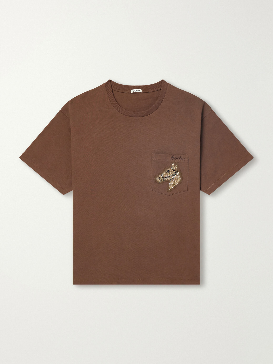 BODE - Sequin-Embellished Cotton-Jersey T-Shirt - Brown