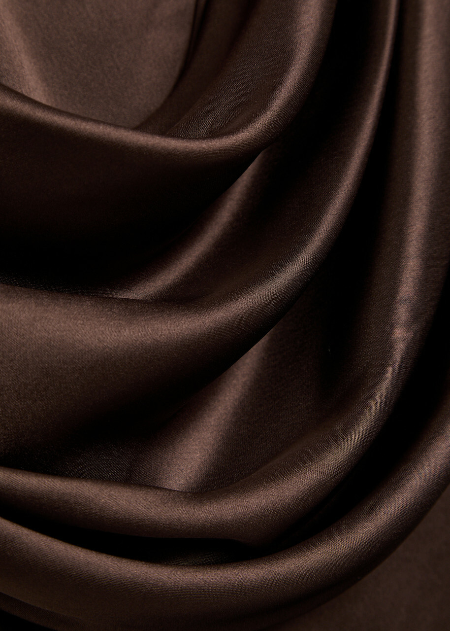 DE LA Vali Myra Gathered Satin Gown Brown