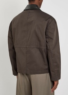 Lemaire Leather-collar Cotton Jacket Brown