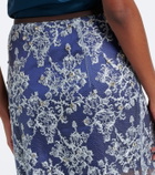 Jacques Wei Embellished leather-trimmed lace miniskirt