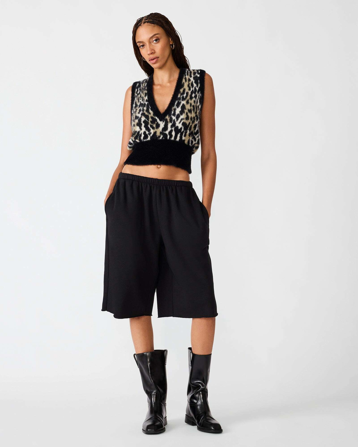 Steve Madden Mila Sweater Top in Leopard