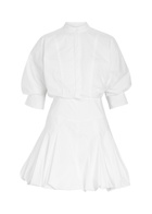 Simkhai Effie Bubble-hem Cotton-blend Poplin Mini Shirt Dress White