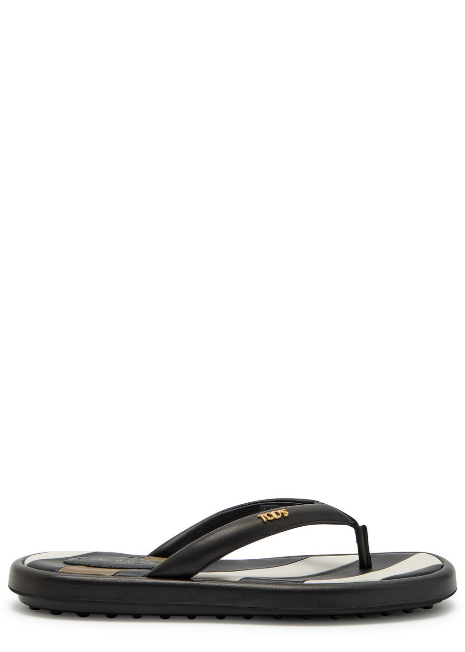 Tods Padded Leather Sandals Black