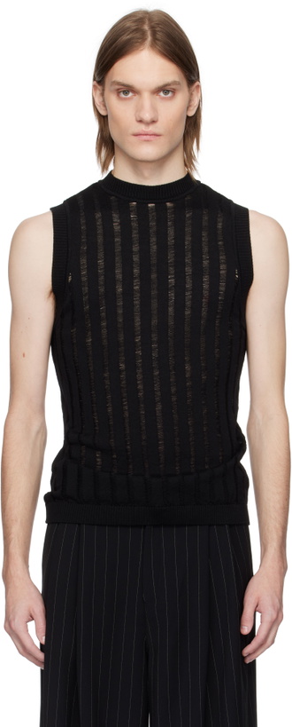 Photo: LGN Louis Gabriel Nouchi Black Ribbed Sleeveless Laddering Tank Top