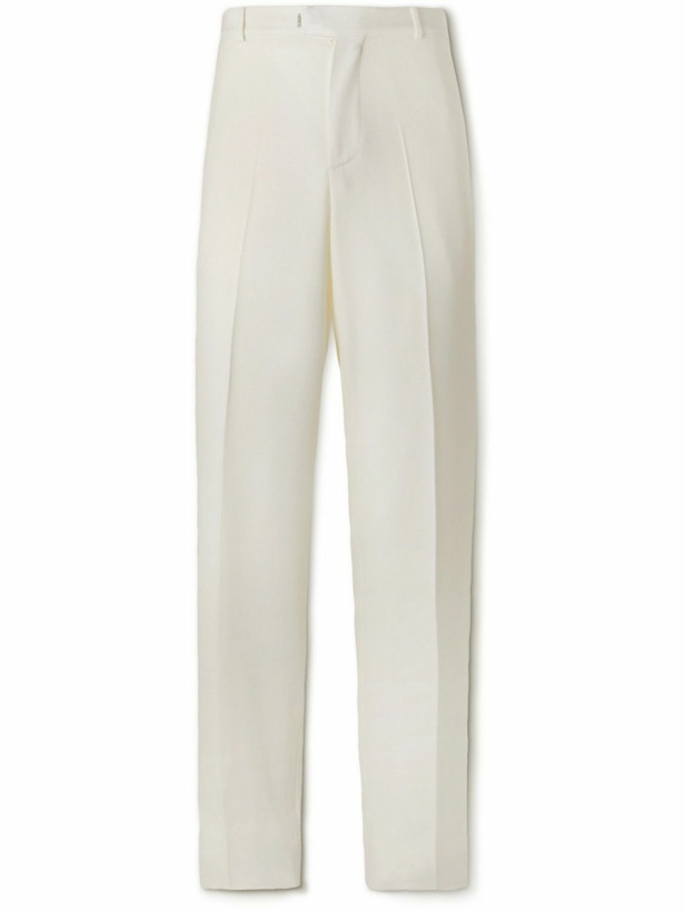 Photo: Alexander McQueen - Straight-Leg Wool Grain de Poudre Trousers - White