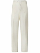 Alexander McQueen - Straight-Leg Wool Grain de Poudre Trousers - White