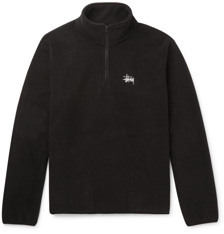 Photo: Stüssy - Logo-Embroidered Fleece Half-Zip Sweatshirt - Black