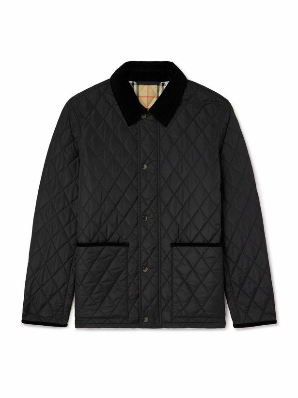 Photo: Burberry - Corduroy-Trimmed Quilted Nylon Barn Jacket - Black