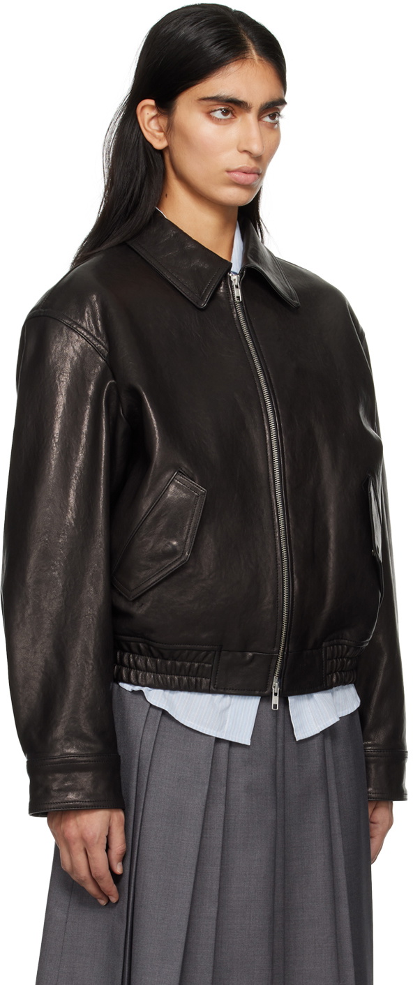 Dunst Black Spread Collar Leather Jacket