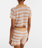 Anna Kosturova Crochet striped cotton polo shirt