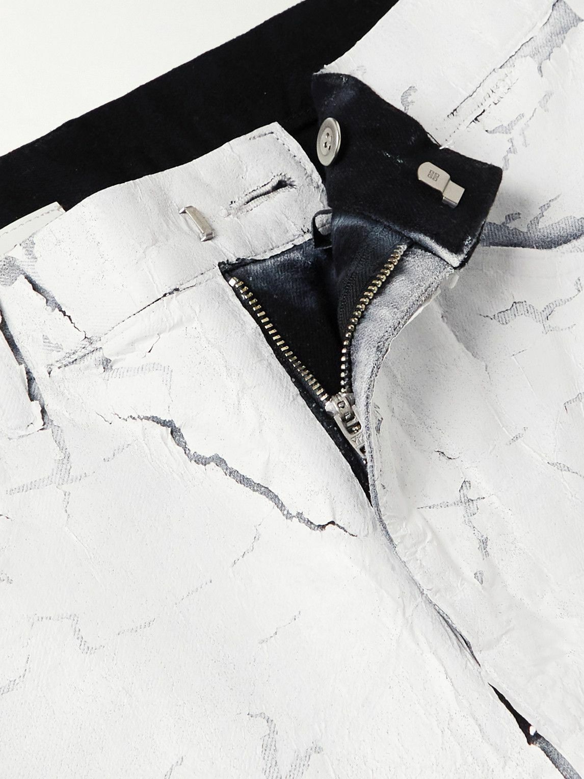 Givenchy - Straight-Leg Embellished Coated Stretch-Denim Jeans