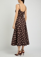 Rebecca Vallance Vivianne Polka-dot Slubbed-poplin Midi Dress Brown