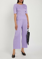 Pleats Please Issey Miyake Pleated Wide-leg Woven Trousers Light Purple