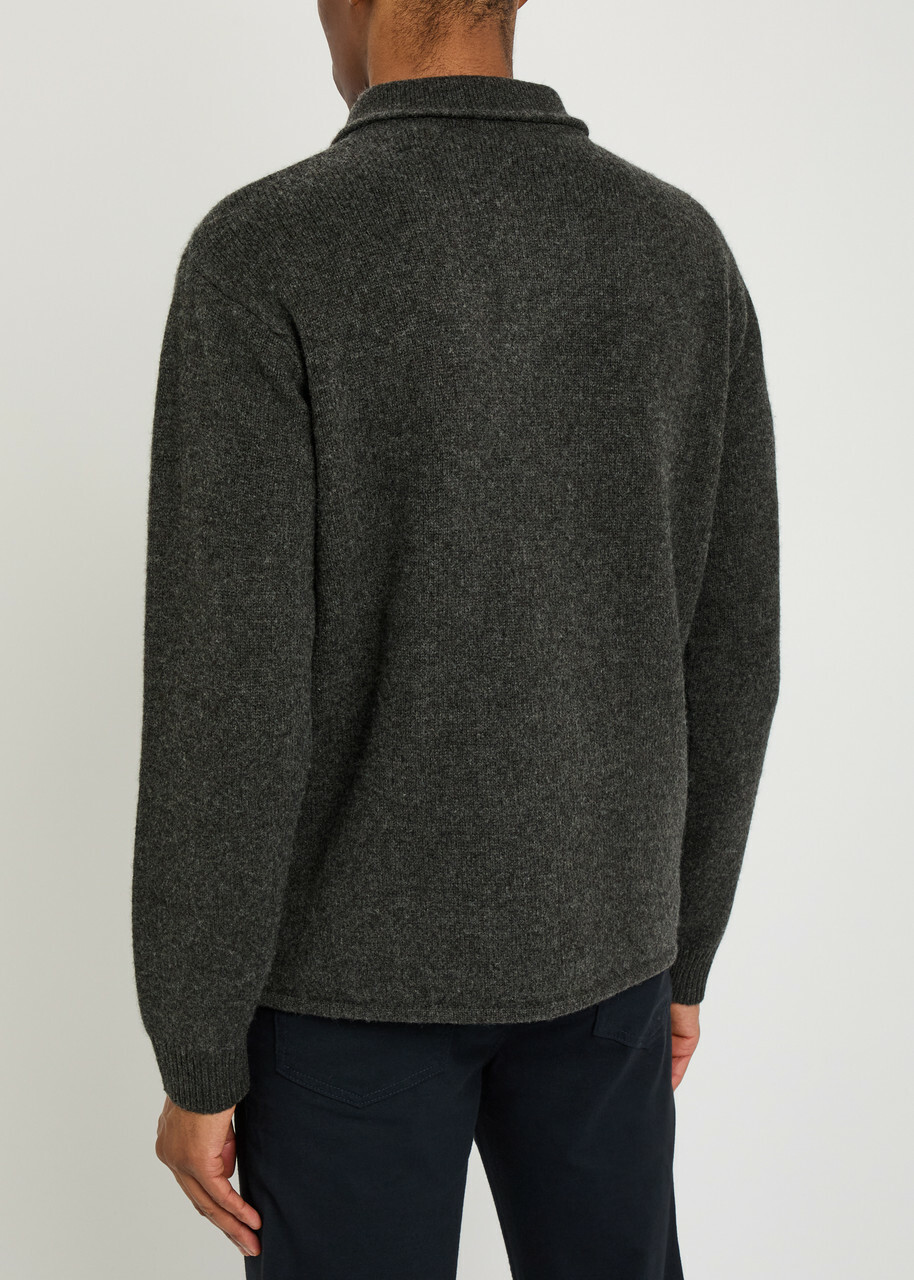 Frame Brushed Wool and Yak-blend Overshirt Charcoal