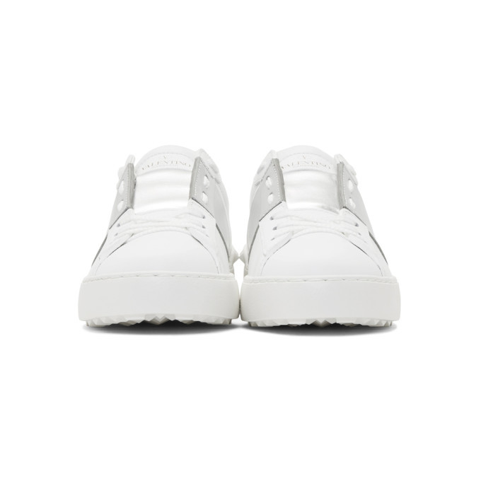 Valentino White and Silver Valentino Garavani Open Sneakers