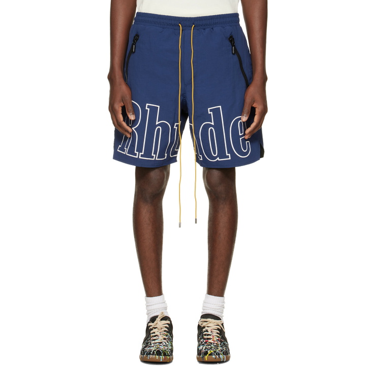 Photo: Rhude Navy 'RH' Logo Shorts