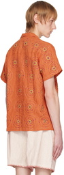 HARAGO Orange Embroidered Shirt