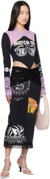 Marine Serre Black & Purple Regenerated T-Shirts & Lace Midi Dress