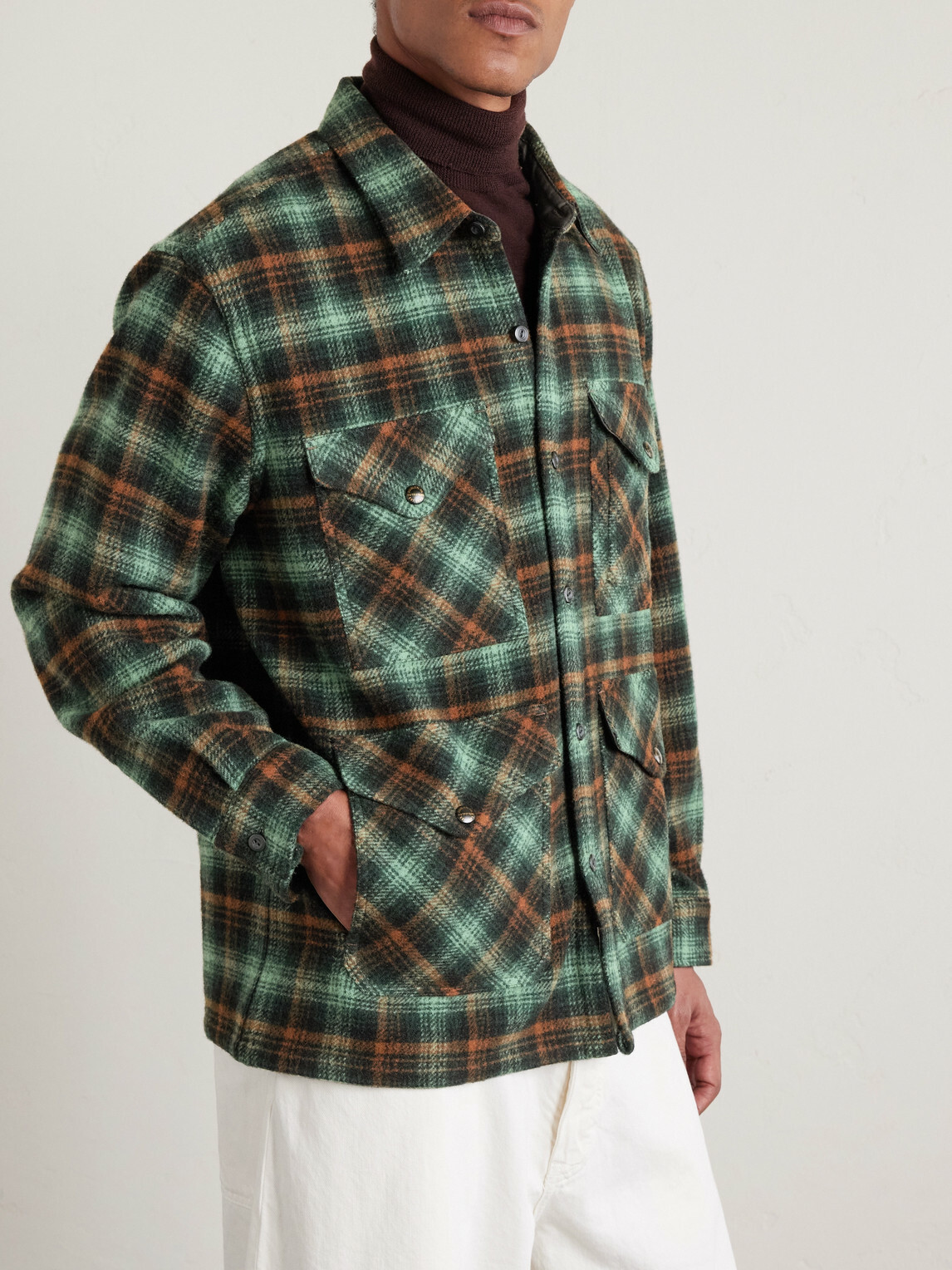 RRL - Checked Wool Overshirt - Green