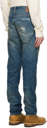 RRL Blue High Slim Brannon Repaired Jeans