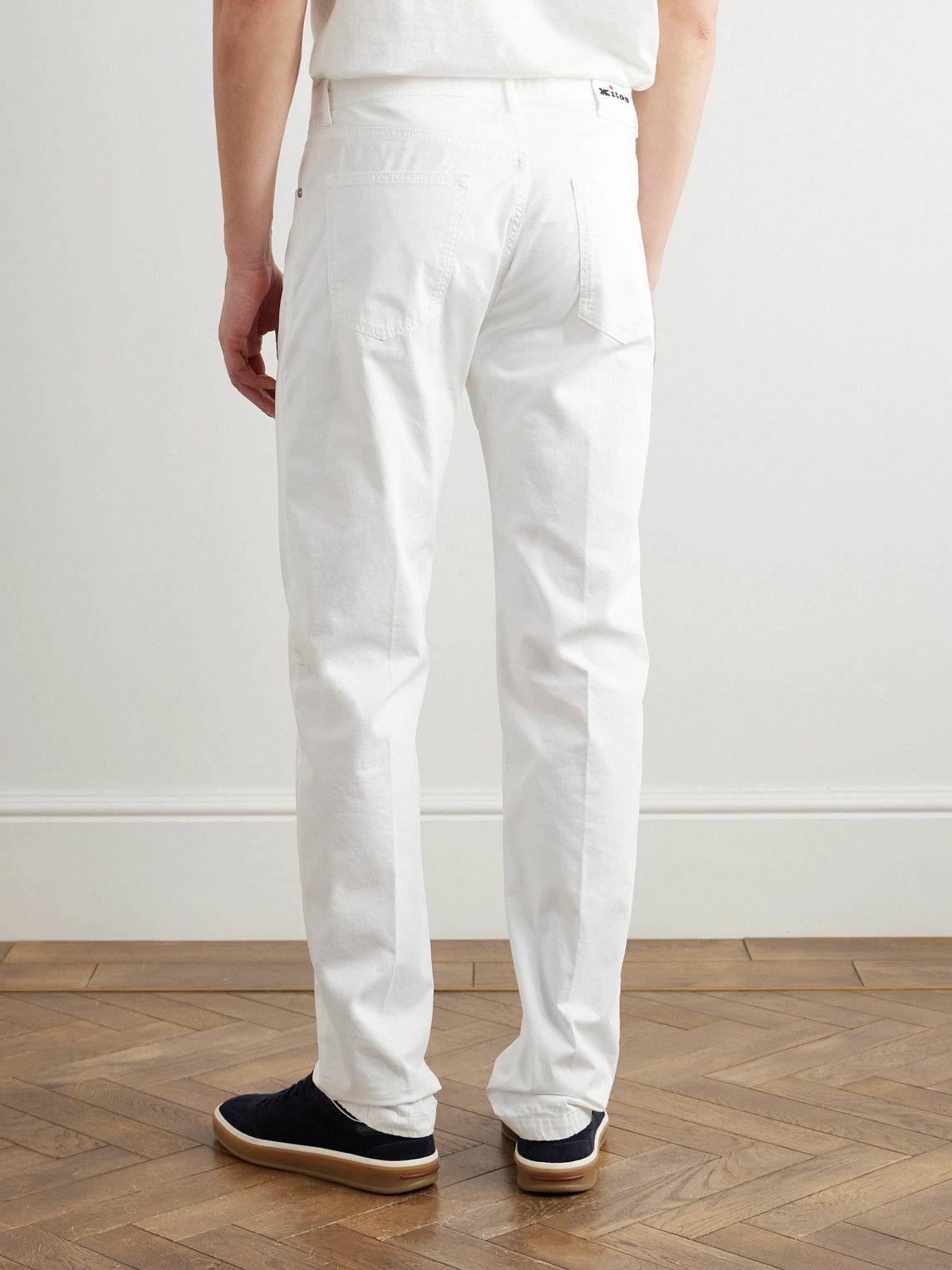 Kiton - Straight-Leg Cotton-Blend Trousers - White