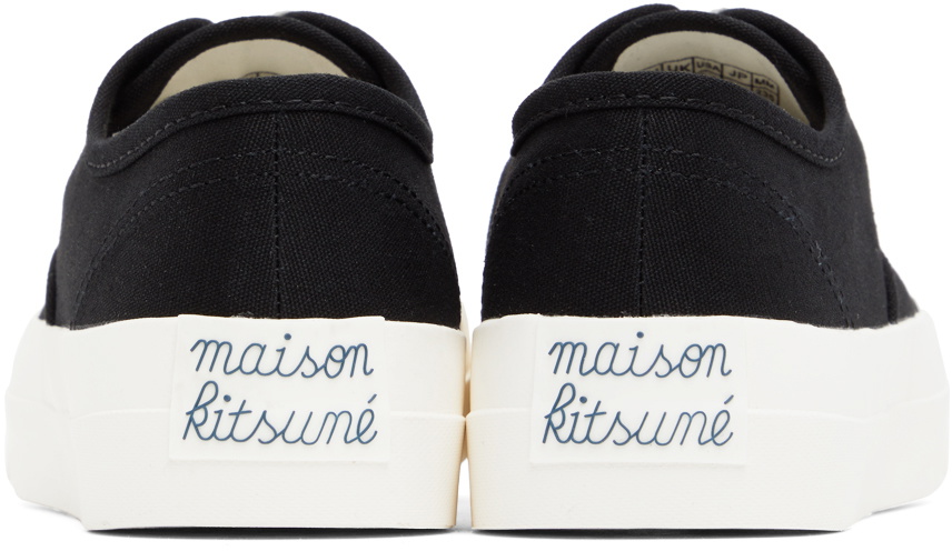Maison Kitsuné Black Canvas Laced Low-Top Sneakers