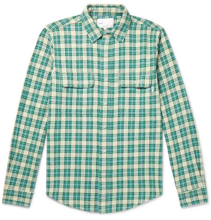 Photo: Adsum - Oatmeal Checked Cotton Shirt - Green