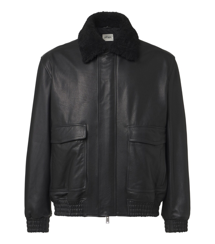 Photo: Arma Bari teddy-trimmed leather blouson jacket