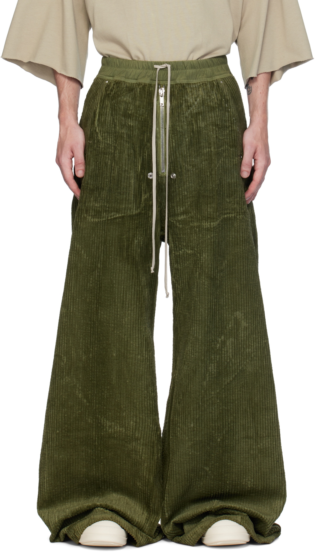 Rick Owens DRKSHDW Khaki Porterville Geth Belas Trousers Rick