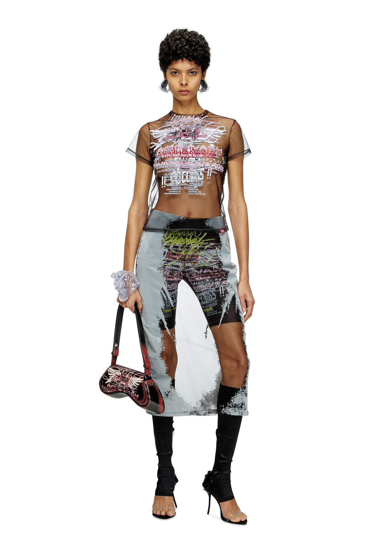Diesel Play-Shoulder bag in printed glossy PU - Shoulder Bags 