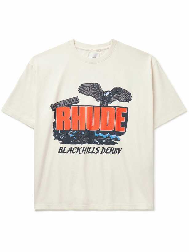 Photo: Rhude - Black Hills Rally Logo-Print Cotton-Jersey T-Shirt - White
