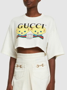 GUCCI - Bear Print Cotton Crop T-shirt