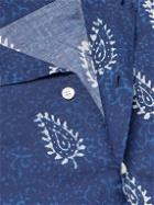 Hartford - Convertible-Collar Printed Cotton Shirt - Blue