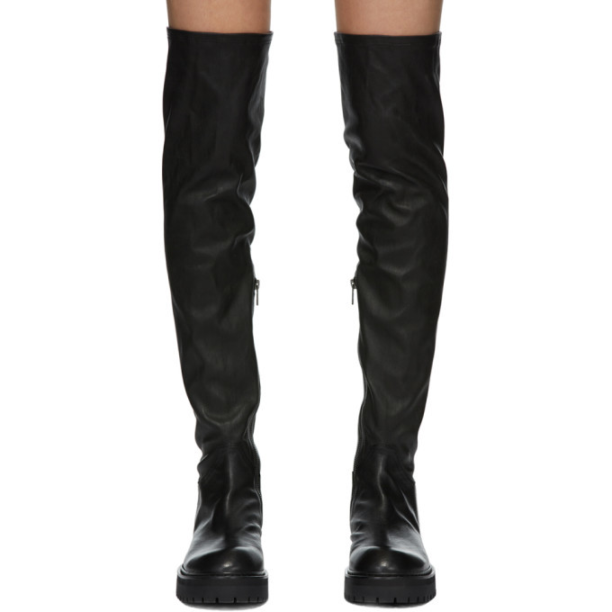 Ann Demeulemeester レザーソックス Ann Demeulemeester Black Over-The-Knee Sock Boots Ann Demeulemeester